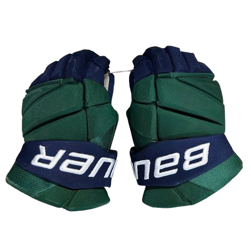 Bauer Vapor Hyperlite - Gants de hockey Pro Stock d'occasion (vert/bleu marine)